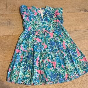 Lilly Pulitzer Floral Ruffle Sleeve Dress size 7